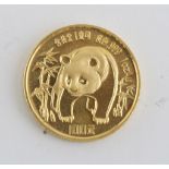 CHINESE COIN OF 100 CNYS, COINAGE OF 1982 in gold. Diameter mm. 30, weight gr. 33. MONETA CINESE