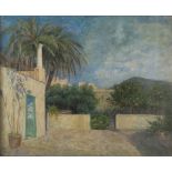 ITALIAN PAINTER, EARLY 20TH CENTURY COURTYARD WITH ORANGE TREES Oil on canvas, cm. 70 x 85 Signed '