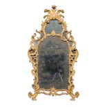 RARE MIRROR IN YELLOW LACQUERED WOOD, PIEDMONT 18TH CENTURY double mirror with frame graven to