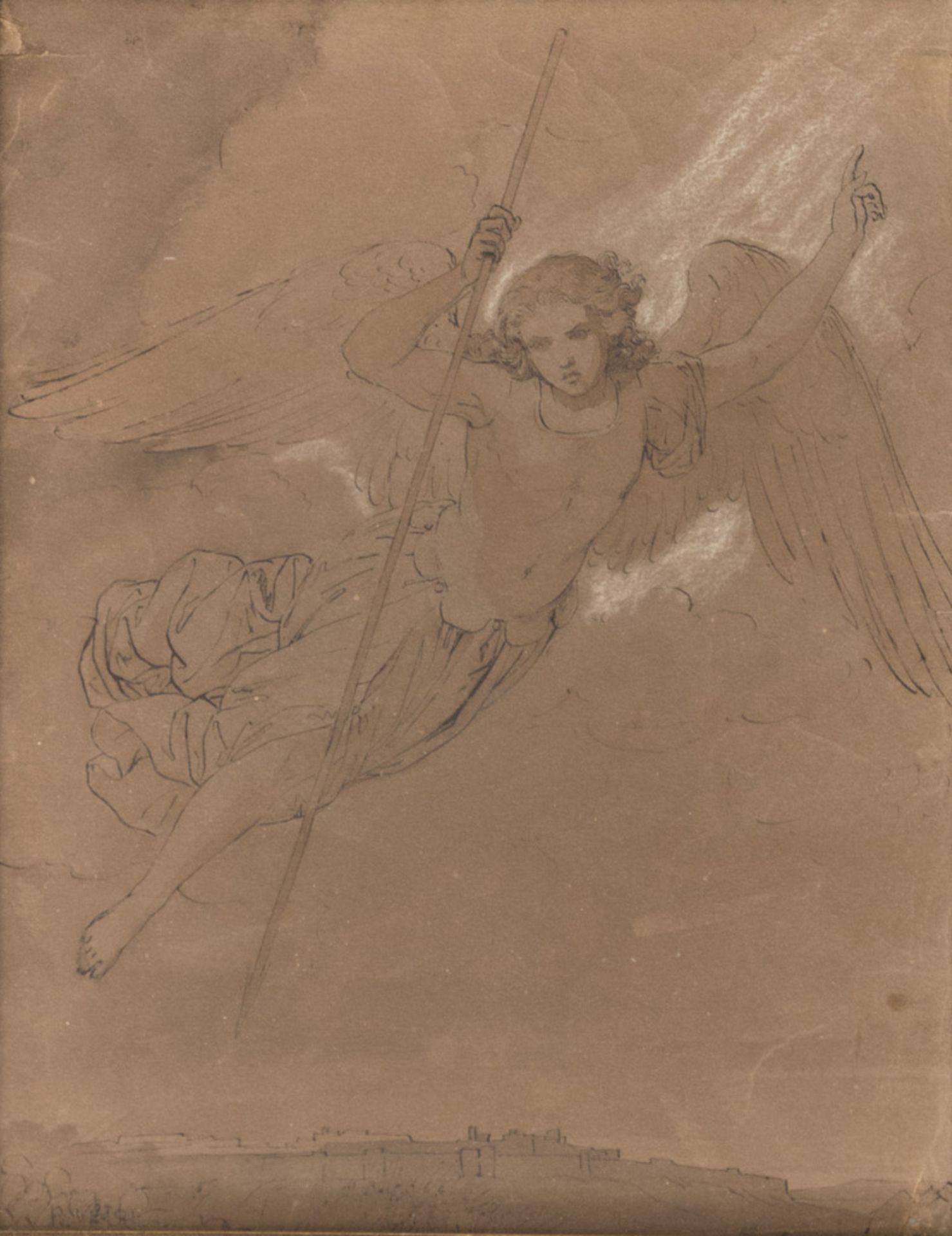 ITALIAN PAINTER, 19TH CENTURY ARCHANGEL India ink on paper, cm. 28 x 21 Signed 'P. Vetri, bottom