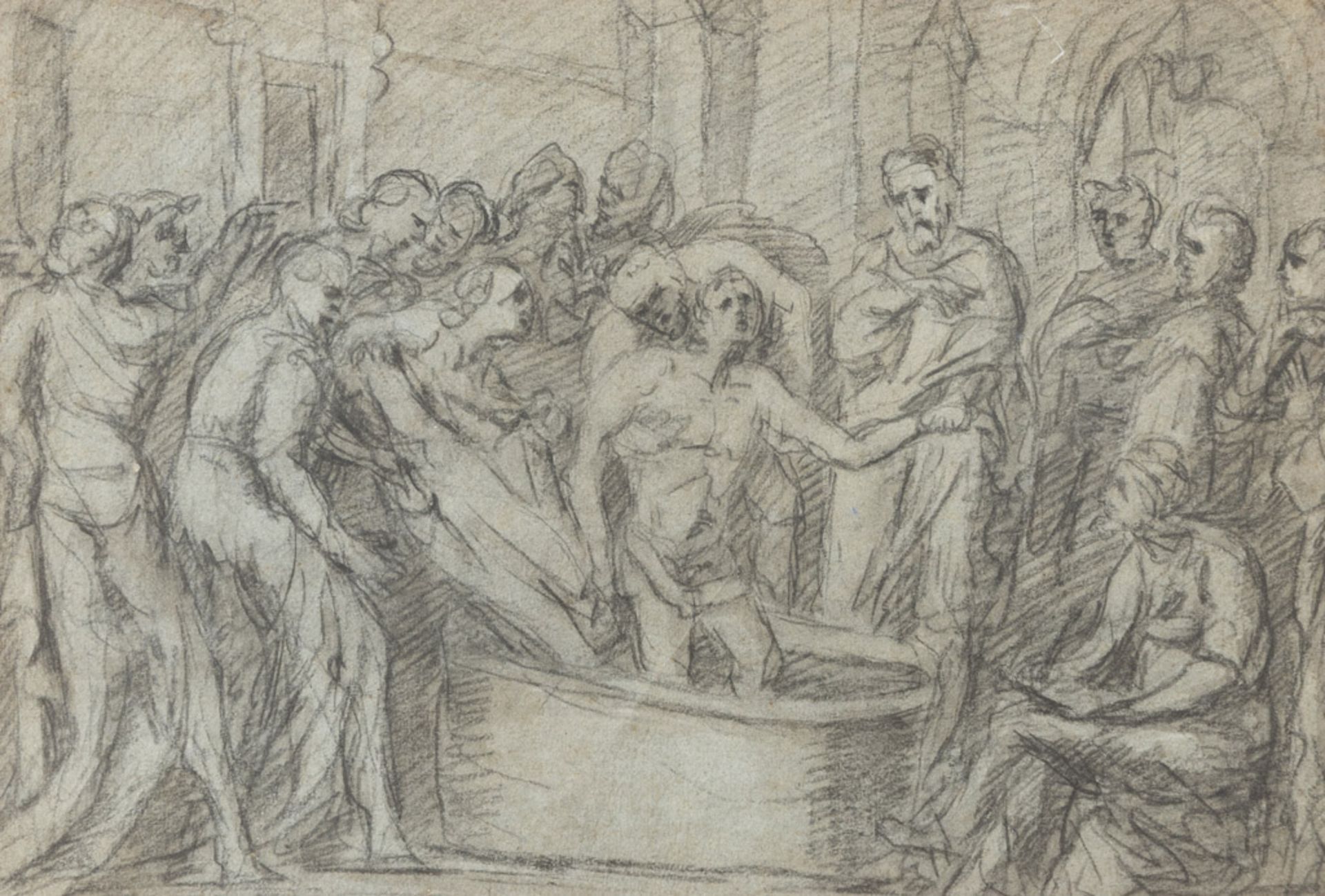 ITALIAN PAINTER, LATE 19TH CENTURY RESURRECTION OF LAZZARO Pencil on paper, cm. 25 x 38 Not signed