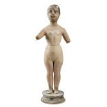 FEMALE DUMMY IN LACQUERED WOOD AND PAPIER-MACHÉ, CENTRAL ITALY 19TH CENTURY with round base.