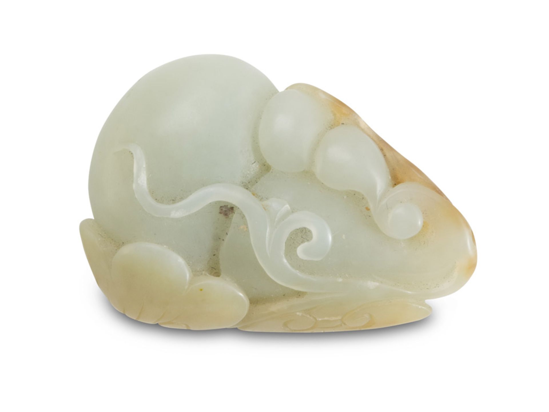 JADE PENDANT, CHINA LATE 19TH, EARLY 20TH CENTURY representing two pumpkins and lingzhi. Measures - Image 2 of 2