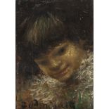 ITALIAN PAINTER, LATE 19TH CENTURY YOUNG GIRL'S FACE Oil on panel, cm. 14,2 x 10,2 Signed '