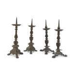 FOUR CANDLESTICKS IN BRONZE, TUSCAN, 18TH CENTURY