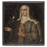 CENTRAL ITALY PAINTER, LATE 16TH CENTURY PORTRAIT OF A SAINT CLARISSA Oil on canvas, cm. 72 x 66