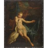 EMILIAN PAINTER, 18TH CENTURY LEDA AND THE SWAN Oil on canvas, cm. 42 x 34 CONDITIONS OF THE