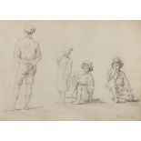 TEODORO DUCLERE (Naples 1816 - 1869) MEN Pencil on paper, cm. 16 x 21 Signed bottom right Gilded