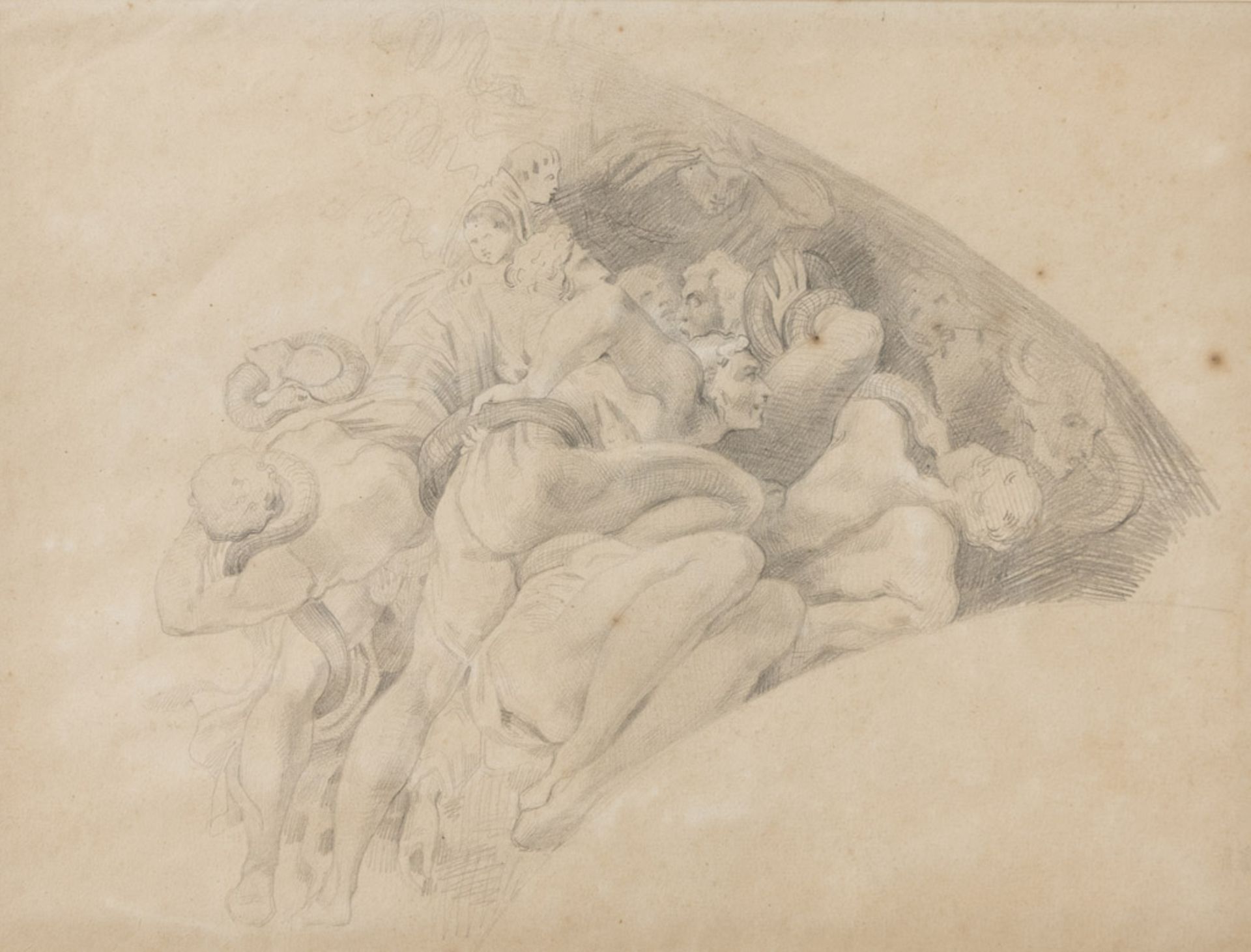 ITALIAN PAINTER, 19TH CENTURY THE PURGATORY Pencil on paper, cm. 40 x 30 Not signed Framed PITTORE