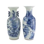 TWO WHITE AND BLUE PORCELAIN VASES, CHINA LATE 19TH, EARLY 20TH CENTURY decorated with a wide