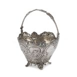 SILVER BASKET, PUNCH GERMANY 19TH CENTURY entirely chiseled to motifs of Louis 15th taste,