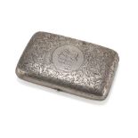 CIGARETTE BOX IN SILVER, PUNCH CHESTER 1899 body engraved with twisted leaves and inside gilded.