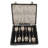 SIX TEASPOONS IN SILVER, PUNCH BRIMINGHAM 1946 with engraved finals. Silversmith Haseler &