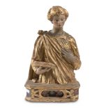 UMBRIAN SCULPTOR, 17TH CENTURY BUST WITH RELICS OF SAINT VICTORIA MARTYR Wooden sculpture gilded