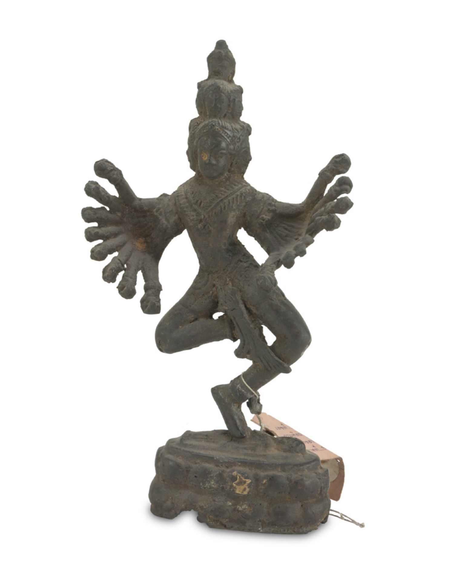 BRONZE SCULPTURE, THAILAND 19TH CENTURY representing divinity on an oval rock base. Measures cm.
