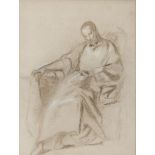 ITALIAN PAINTER, LATE 19TH CENTURY SEATED PHILOSOPHER Pencil and white lead on paper, cm. 27 x 20