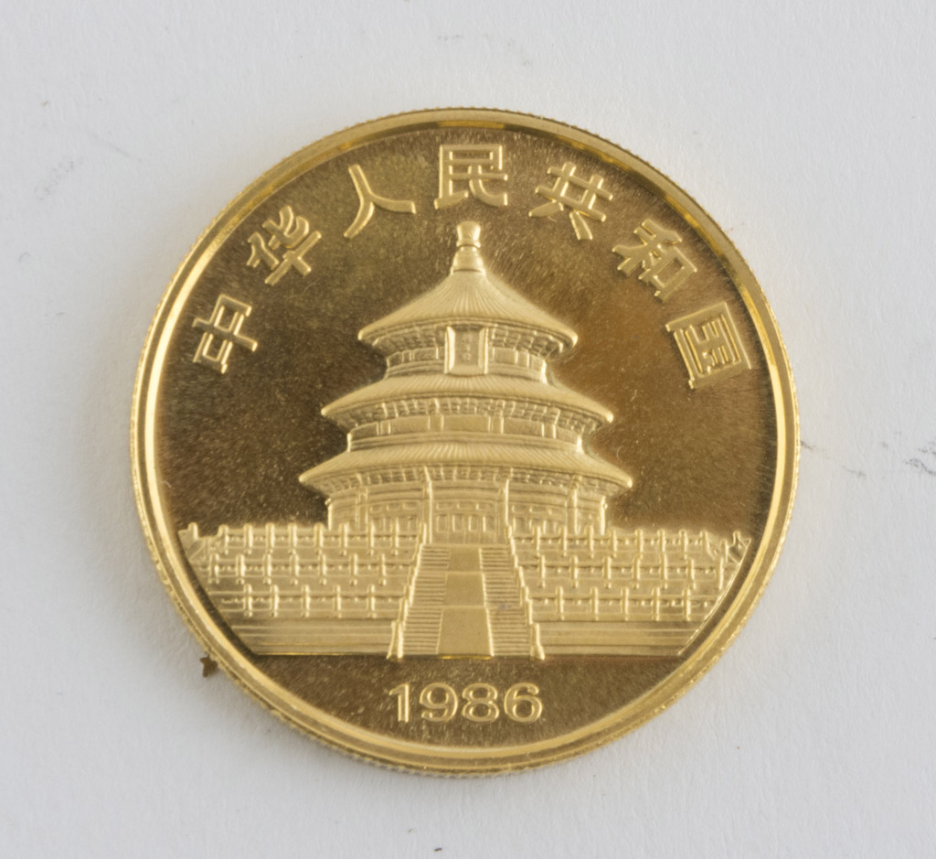 CHINESE COIN OF 100 CNYS, COINAGE OF 1982 in gold. Diameter mm. 30, weight gr. 33. MONETA CINESE - Image 2 of 2