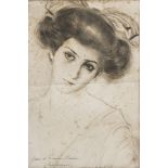 ITALIAN PAINTER, EARLY 20TH CENTURY FEMALE FACE Ink on paper cm. 38 x 25 Attribution to 'G.