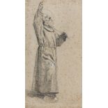 ITALIAN PAINTER, 19TH CENTURY MONK'S STUDY Pencil on wrapping paper, cm. 34 x 19 Stamp of collection