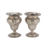 PAIR OF SILVER VASES, KINGDOM OF ITALY 1872/1933 engraved with floral ornaments. Title 800/1000.