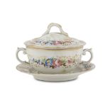 PORCELAIN CUP, 19TH CENTURY decorated with flowers and gold. Complete of saucer. Measures cm. 12 x