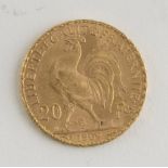 GOLD COIN OF 20 FRANCS Gold (AU). Measures mm. 21,20, weight gr. 6,45. MONETA 20 FRANCHI IN ORO Gold