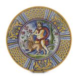 LARGE CERMICA DISH, FRATELLI RUBBOLI GUALDO TADINO Inizi 20TH CENTURY polychrome decorated with