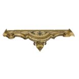 VALANCE IN LACQUERED AND GILDED WOOD, CENTRAL ITALY 18TH CENTURY with swept border and small