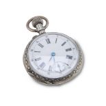 POCKET WATCH IN SILVER, VACHERON GENEVE LATE 19TH CENTURY double case, white enamel dial.