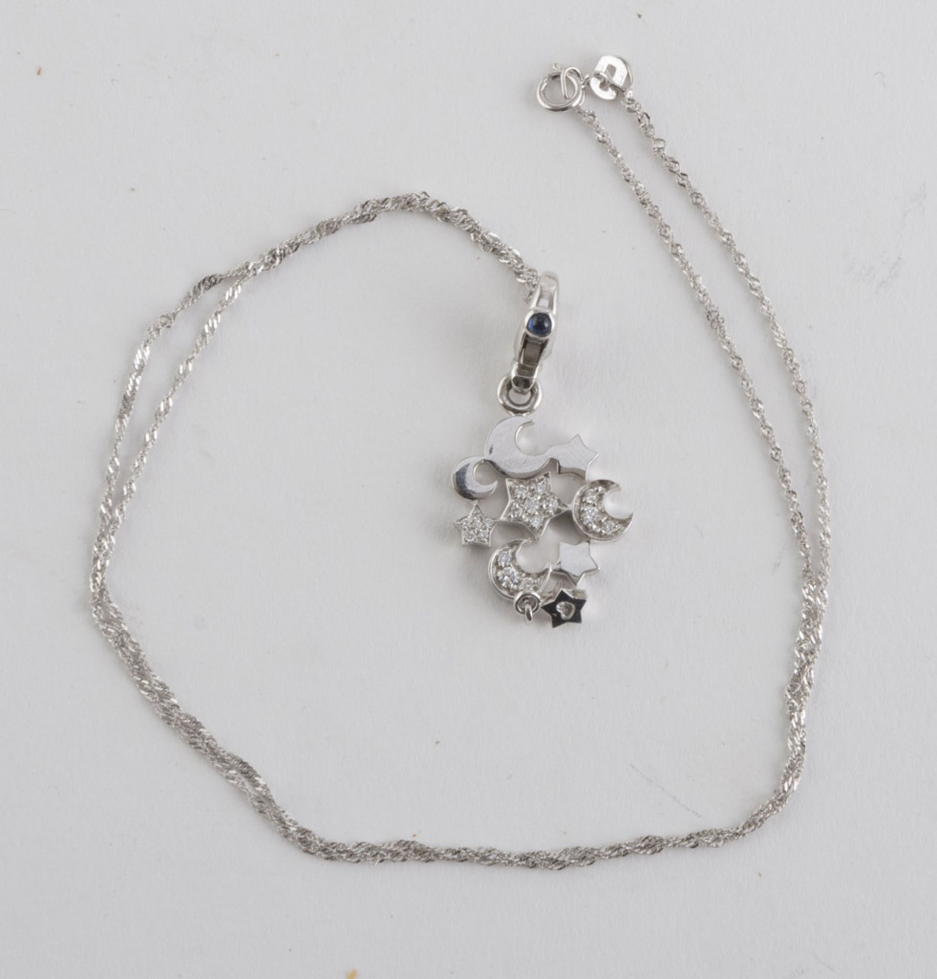 CHOKER PASQUALE BRUNI in white gold 18 kts., pendant with elements shaped to starlets, studded of