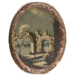 PAINTER LATE 19TH CENTURY VIEW OF ANTIQUE RUINS AND FIGURES VIEW OF ARCHES AND FIGURES A pair of