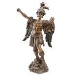 SPLENDID SCULPTURE OF ARCHANGEL ST. MICHAEL, CENTRAL ITALY 17TH CENTURY in polychrome and gold