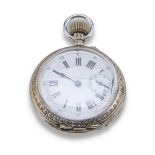 POCKET WATCH IN SILVER, BRAND FIDELITAS LATE 19TH CENTURY double case, engraved with floral