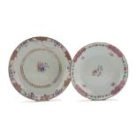 TWO POLYCHROME ENAMELLED PORCELAIN DISHES, CHINA 19TH CENTURY decorated with floral fantasies and