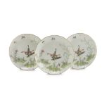 THREE POLYCHROME ENAMELLED PORCELAIN DISHES, CHINA EARLY 20TH CENTURY decorated with butterflies