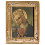 ITALIAN PAINTER, 20TH CENTURY VIRGIN IN PRAYER Oil on panel, cm. 44 x 30 Signed 'Ugo Scaramucci',