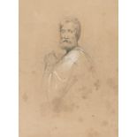ITALIAN PAINTER, 19TH CENTURY STUDY OF PORTRAIT Pencil and white lead on paper, cm. 24 x 18 Not