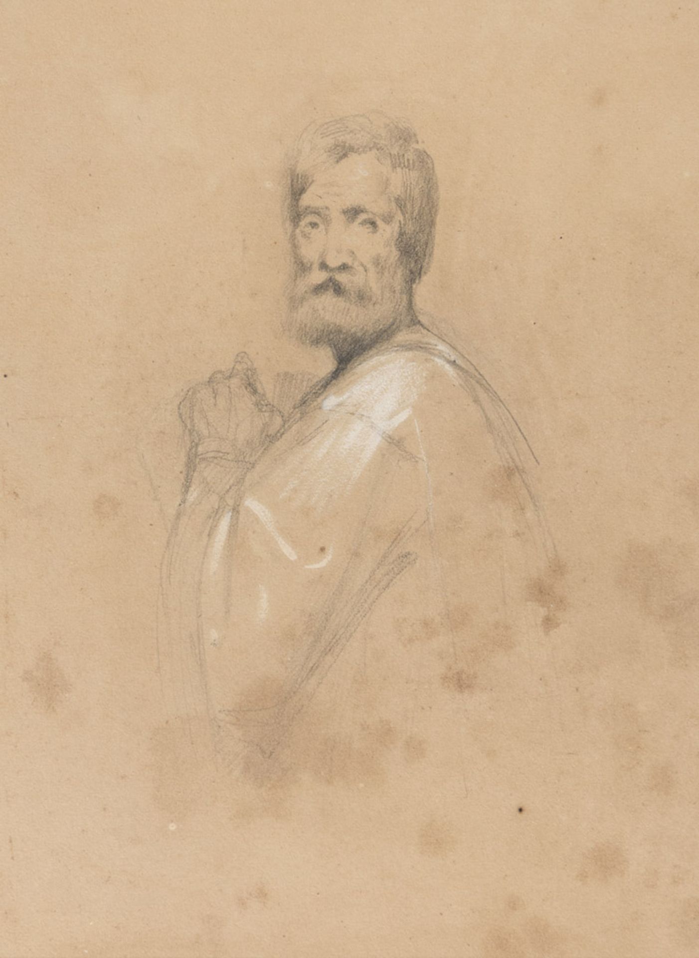 ITALIAN PAINTER, 19TH CENTURY STUDY OF PORTRAIT Pencil and white lead on paper, cm. 24 x 18 Not