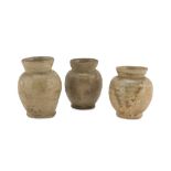 THREE SMALL CERAMIC JARS, VIETNAM 12TH-14TH CENTURY decorated with glazes color ivory. Large