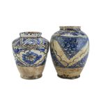 TWO GLAZED CERAMIC VASES, MOROCCO 20TH CENTURY decorated with floral fantasies and stylized