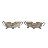 A PAIR OF TOOTHPICKS HOLDERS IN SILVER AND GLASS, PUNCH ALEXANDRIA EARLY 20TH CENTURY inside gilded,