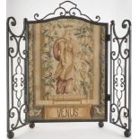 FIRE SCREEN WITH ARRAS, 17TH CENTURY fragment of Aubusson tapestry decorated with figure of Venus.