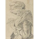 PAINTER EARLY 19TH CENTURY WOMAN Pencil on paper, cm. 21 x 15 Not signed Framed PITTORE INIZI XIX