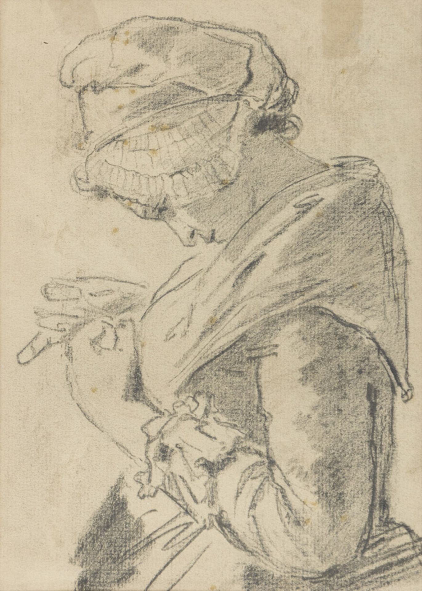 PAINTER EARLY 19TH CENTURY WOMAN Pencil on paper, cm. 21 x 15 Not signed Framed PITTORE INIZI XIX