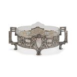 CENTERPIECE IN GLASS AND SILVER, ITALY 1872/1933 oval shape, with edge pierced to railing and