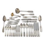 RARE SET OF SILVER CUTLERY, PUNCH MINSK 1888 handles engraved with imperial coat of arms. Consisting