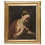 FRENCH PAINTER, 17TH CENTURY WOMAN Oil on canvas, cm. 61,5 x 50 Gilded frame PROVENANCE Roman family