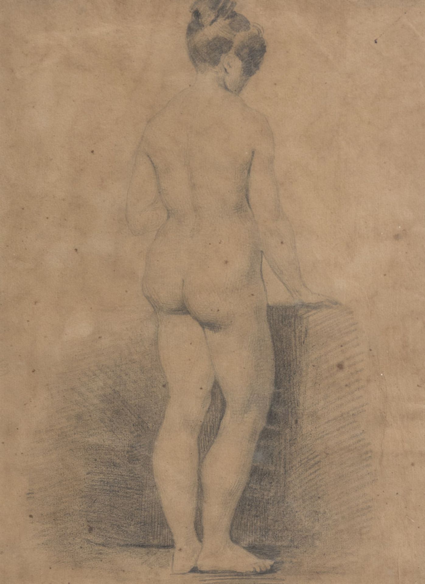 PAINTER EARLY 20TH CENTURY STUDY OF NUDE Pencil on paper, cm. 28 x 20 Not signed Framed PITTORE