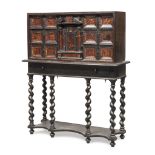 COIN CABINET IN EBONY AND TURTLE, PROBABLY PIEDMONT 18TH CENTURY front with drawers and central door
