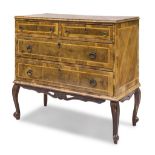 COMMODE IN BRIAR WALNUT, CENTRAL ITALY 18TH CENTURY with reserves in boxwood. Front with two large